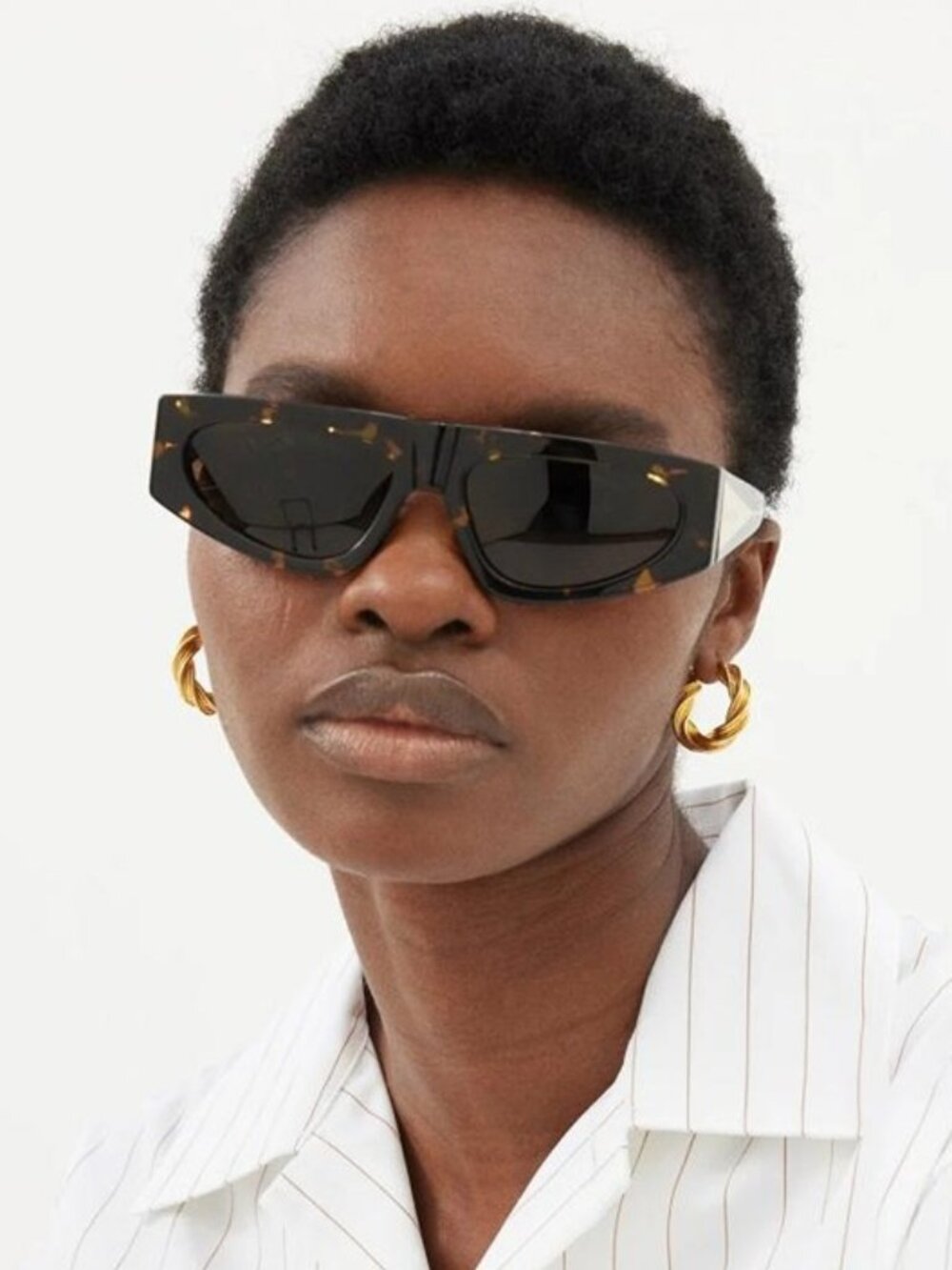 Bottega Veneta BV1277S 002 Sunglasses Havana Cat Eye Frame, Brown Lenses